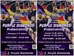 Die Cheerleader der Purple Diamonds laden zum Probetraining ein